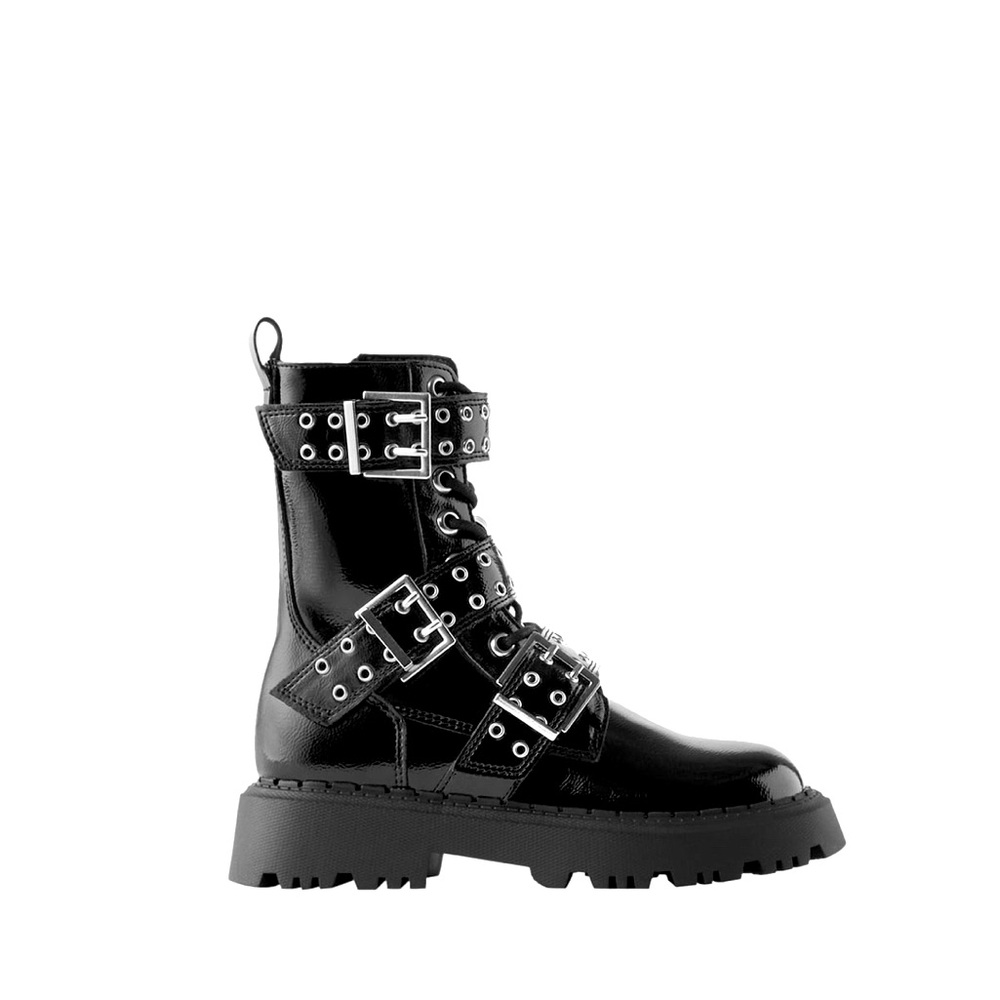 ZARA Studded Faux Patent Leather Ankle Boots
